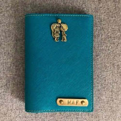 Portefeuille bleu canard personnalisé - Porte-passeport bleu canard personnalisé