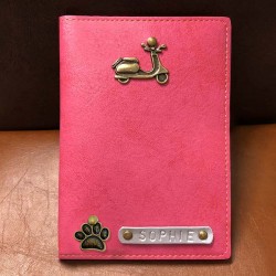 Portefeuille rose personnalisé - Porte-passeport rose personnalisé